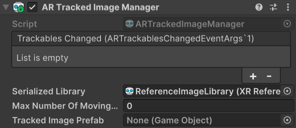 AR Tracked Image Manager component